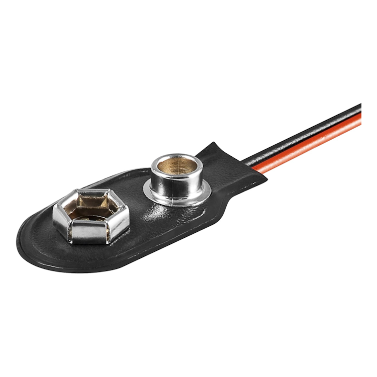 9V-BAT-ANSL Batterijhouder voor 1 9V/E-batterij - kabel met open einde - versie 1