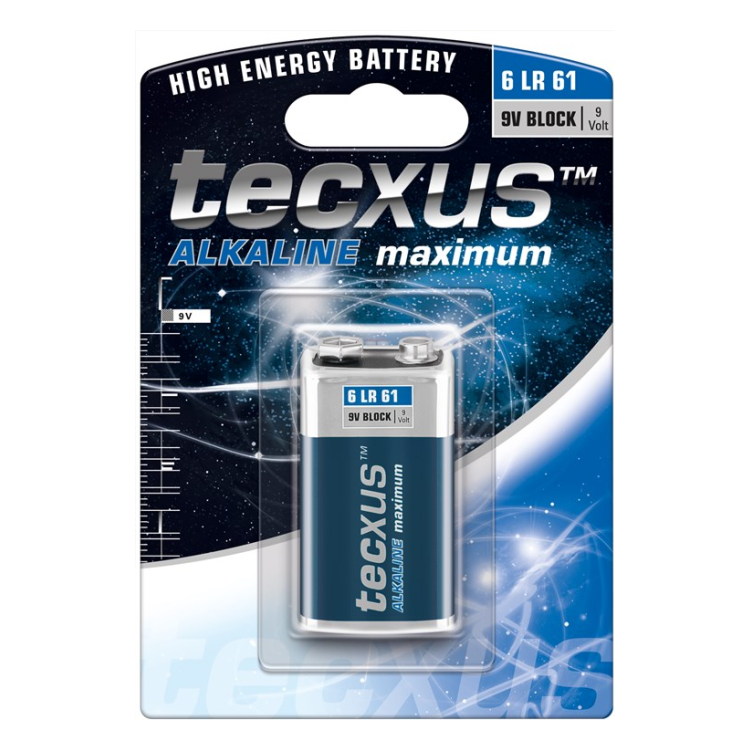 9V-TC-1 Tecxus Alkalisch maximum - 9 volt blokbatterij