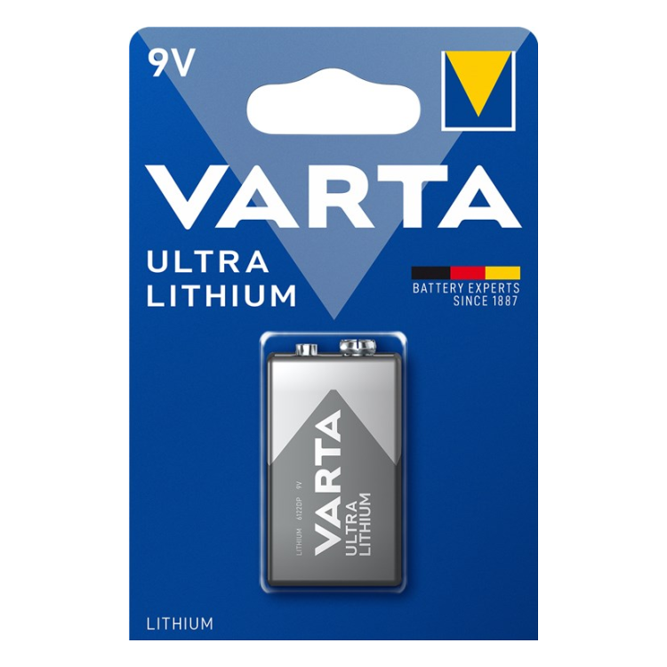 9V-VRT-1-ULT Varta Ultra Lithium 9 volt E lithium batterij - 6F22