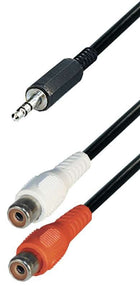 3,5 mm Jack (m) naar 2x RCA (v) adapter - 20 cm - Zwart