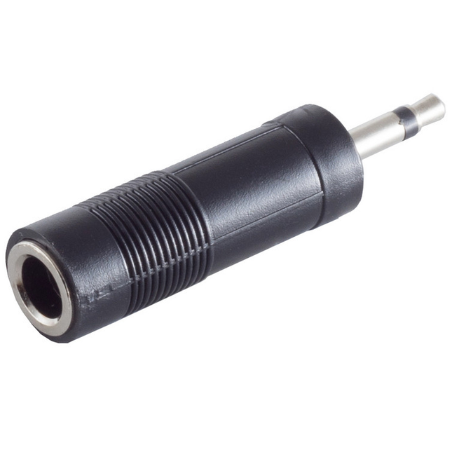 3.5mm mono male jack naar 6.35mm stereo female jack adapter