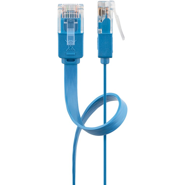5 meter Cat 6 U/UTP platte netwerkkabel - 100% koper - Blauw