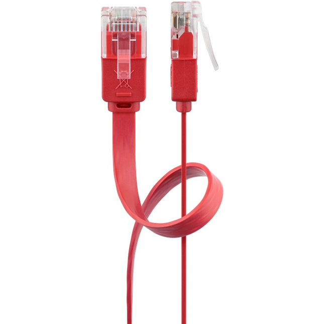 3 meter Cat 6 U/UTP platte netwerkkabel - 100% koper - Rood