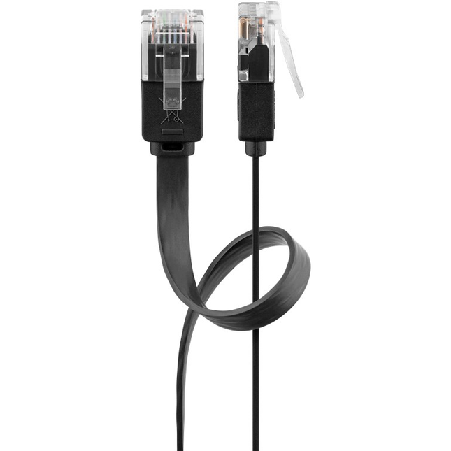 5 meter Cat 6 U/UTP platte netwerkkabel - 100% koper - Zwart