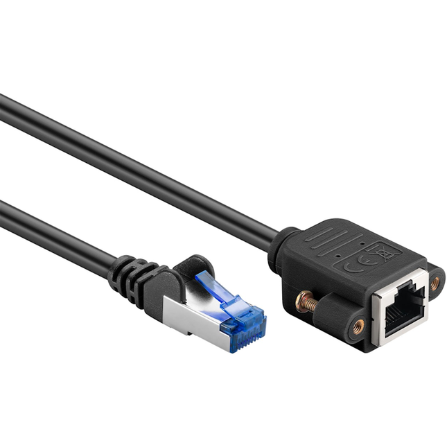 1 meter Cat 6a S/FTP (PiMF) netwerk verlengkabel – LSZH - Zwart