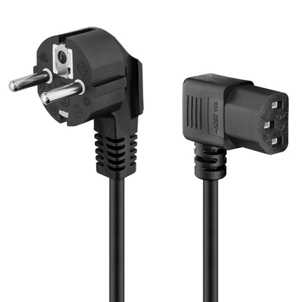 C13 kabel -  1,5 meter - schukostekker naar C13 - 2xhaaks - Zwart