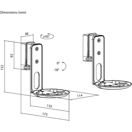 Set van 2 stuks - Muurbeugel voor Sonos Era 100 - Wit - Kantelbaar & draaibaar