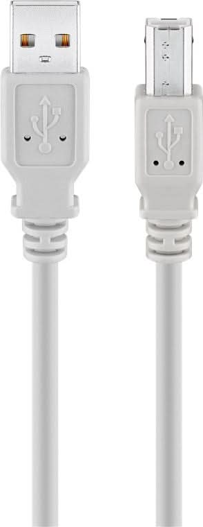 USB A naar USB B kabel - USB 2.0 - 3 meter - Grijs