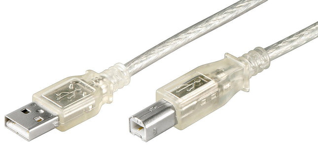 USB A naar USB B kabel - USB 2.0 - 1.8 meter - Transparant