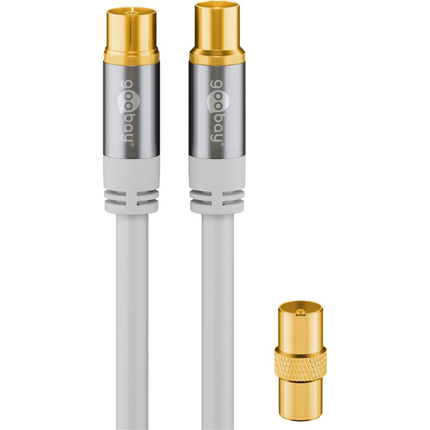 Goobay coaxkabel - 2 meter - 4-voudig afgeschermd - Coax (IEC) mannelijk naar vrouwelijk - 100% koper - Wit