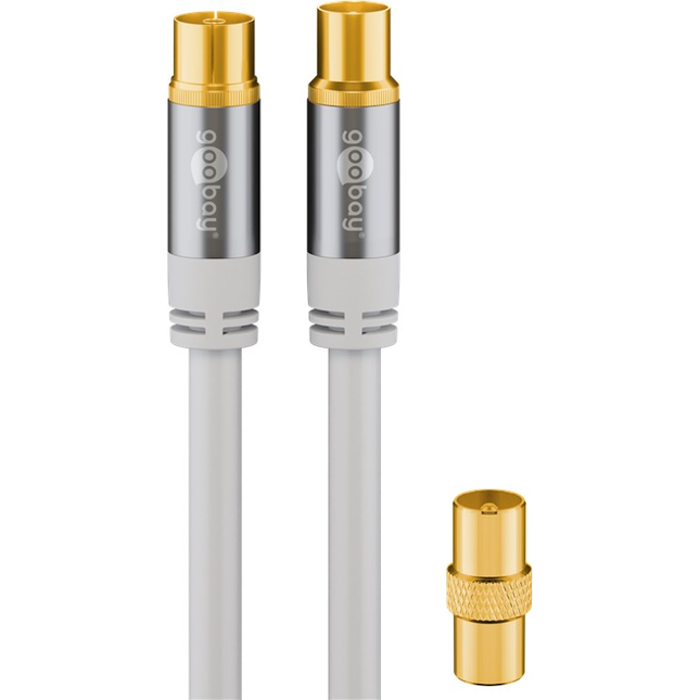 Goobay coaxkabel - 5 meter - 4-voudig afgeschermd - Coax (IEC) mannelijk naar vrouwelijk - 100% koper - Wit