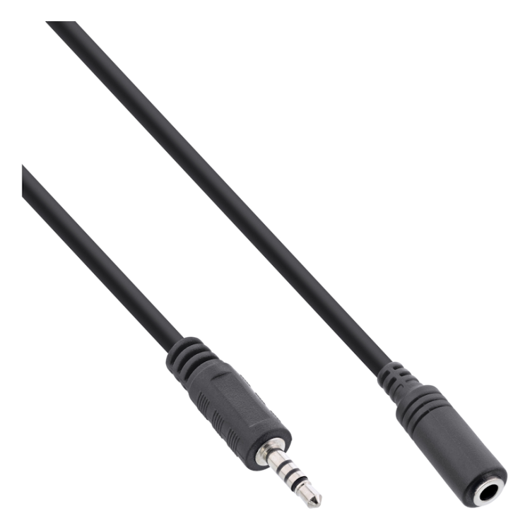 A2.5M-3.5V-0.2 2,5 mm jack 4 polig naar 3,5 mm jack aansluiting 4 polig - verloopkabel - 20 cm - Zwart