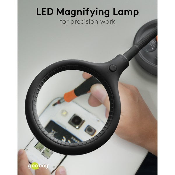 LED-Loeplamp met Klem – 6 W – 1,75x Vergroting – Zwart