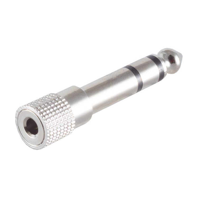 A3.5-6.3-NKL 6.35mm jack naar 3.5mm female jack adapter- Stereo - Metaal