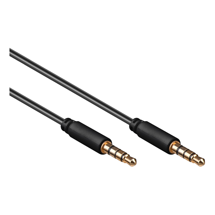 A3.5-MM-2-GP 3,5 mm jack audio slim kabel - 4 polig - 2 meter - Zwart - Verguld