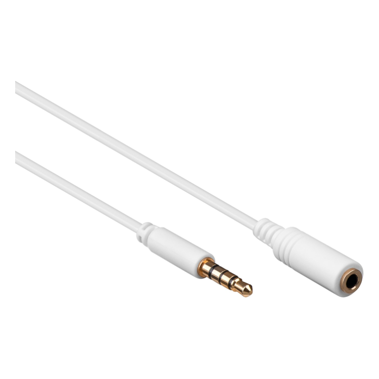 A3.5-V-2-GP-WT 3,5 mm jack audio slim verlengkabel - 4 polig - 2 meter - Wit - Verguld