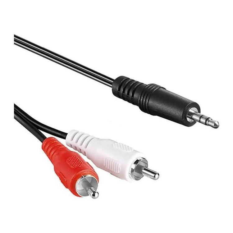 A3.5M-RCA-CU-10 10 meter audiokabel 3,5 mm stereo jack (m) naar 2x RCA tulp (m) - Koper - Zwart