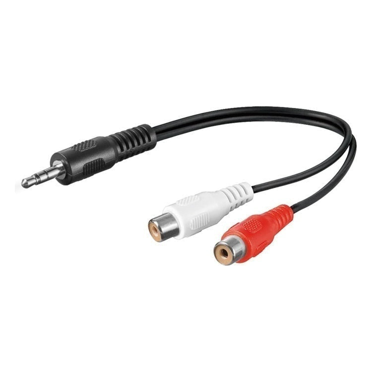 A3.5M-RCAV-0.2 3,5 mm Jack(m) naar 2x RCA (v) audio adapterkabel - 20 cm - Zwart