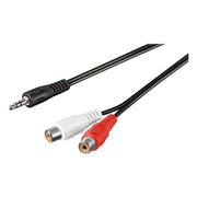 A3.5M-RCAV-1.5 3,5 mm Jack(m) naar 2x RCA (v) audio adapterkabel - 1,5 meter - Zwart