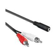 A3.5V-RCA-1.4 2x RCA male naar 3,5 mm Jack female stereo audio adapter kabel - 1,5 meter - Zwart