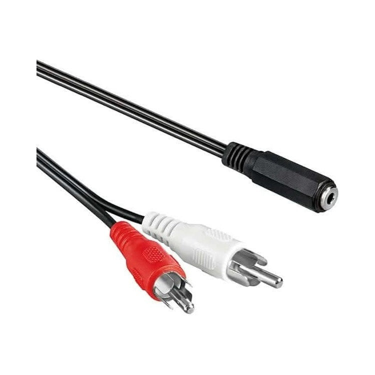 A3.5V-RCA-1.4 2x RCA male naar 3,5 mm Jack female stereo audio adapter kabel - 1,5 meter - Zwart