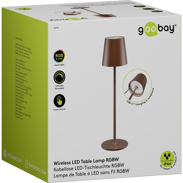 Draadloze LED-Tafellamp RGBW – 38 cm – Oplaadbaar – Koperkleurig