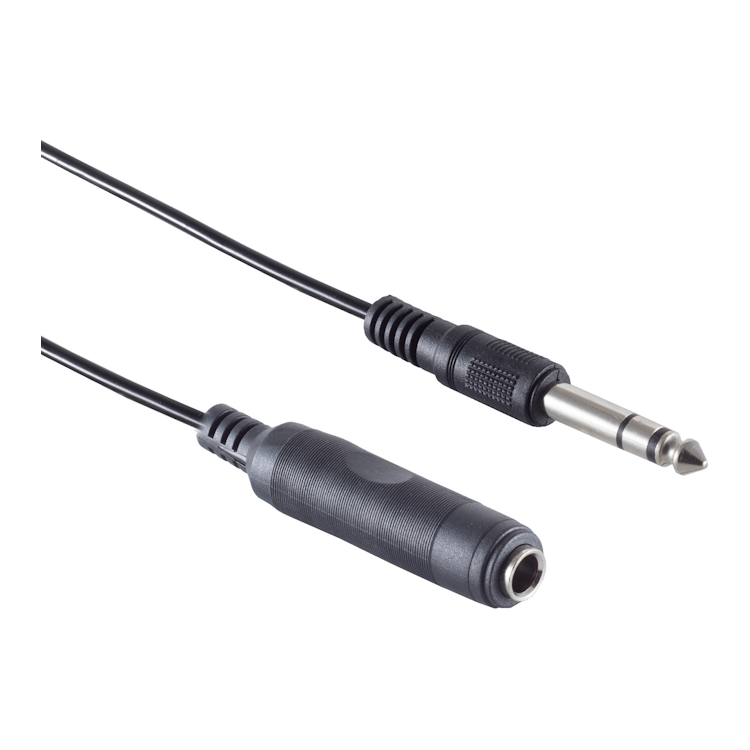 A6.35-V-5 6,35 mm stereo audio verlengkabel - 5 meter - Zwart