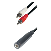 A6.35V-RCA-0.2 2x RCA (m) naar 6,35 mm Jack (v) audio adapter kabel - 20 cm - Zwart