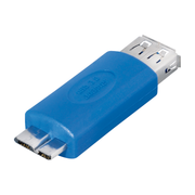 AC-1006 USB adapter - USB Micro  (m) naar USB-A (v)- USB OTG (On-The-Go) - USB 3.0 - Tot 0,9A - Blauw