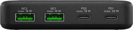 Goobay desktop lader - 2 x USB C PD + 2 x USB A QC - GaN lader - Zwart