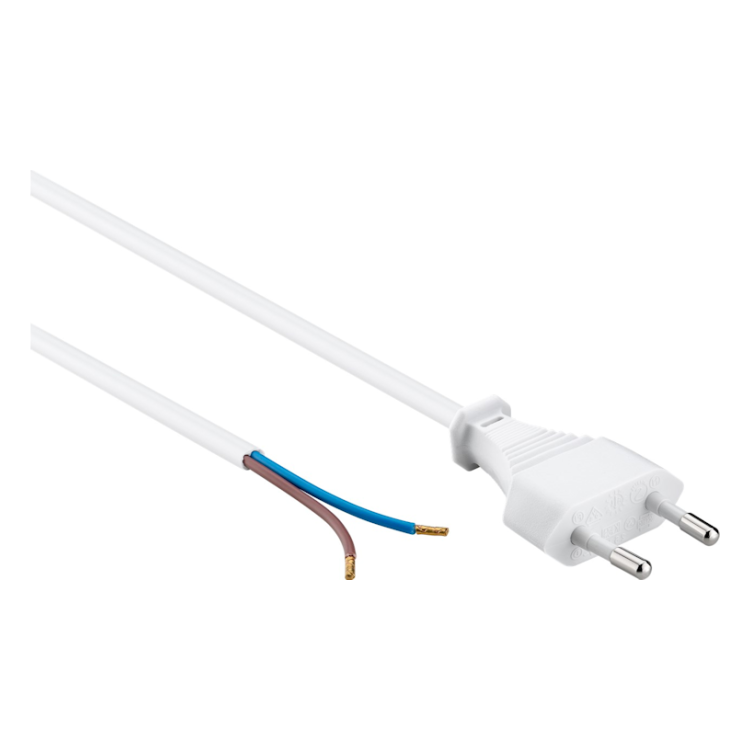 ASS-EUR-WT-1.5 Aansluitsnoer met Eurostekker - 2 x 0,75mm - Wit - 1,5 meter