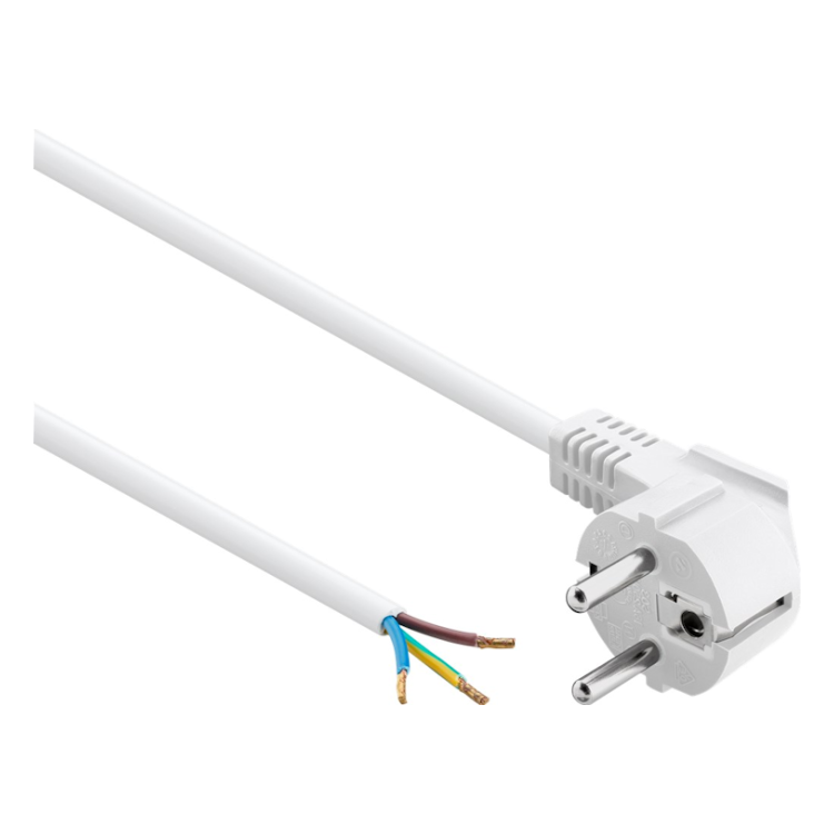ASS-F-WT-5 Aansluitsnoer met schuko stekker - 3 x 1 mm²- Wit- 5 meter - Haaks