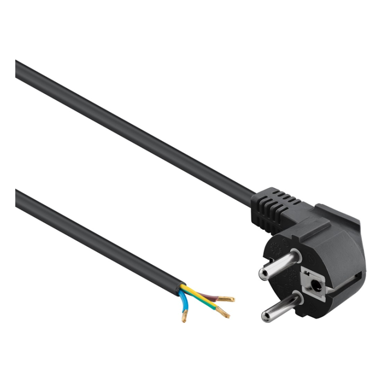 ASS-F-ZW-5 Aansluitsnoer met schuko stekker - 3 x 1 mm² - Zwart - 5 meter - Haaks