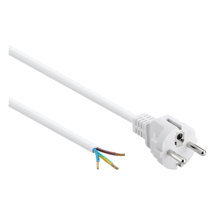 ASS-Fr-WT-1.5 Aansluitsnoer met schuko stekker - 3 x 0,75mm - Wit- 1,5 meter