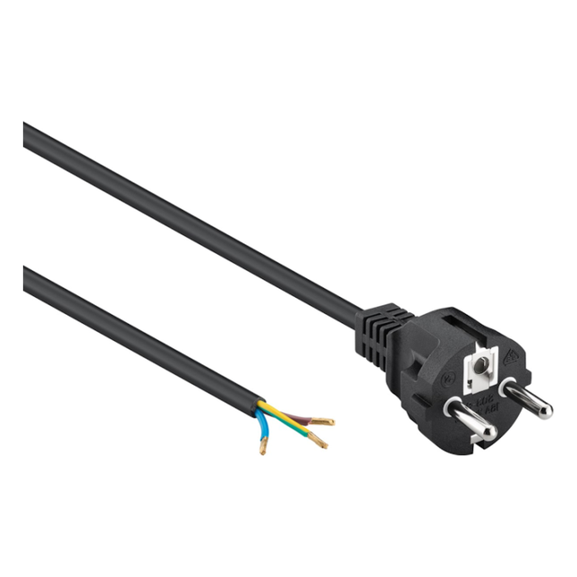 ASS-Fr-ZW-1.5 Aansluitsnoer met schuko stekker - 3 x 0,75mm - Zwart- 1,5 meter