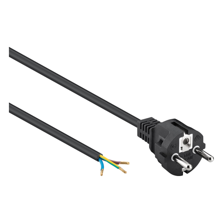 ASS-Fr-ZW-1.5 Aansluitsnoer met schuko stekker - 3 x 0,75mm - Zwart- 1,5 meter