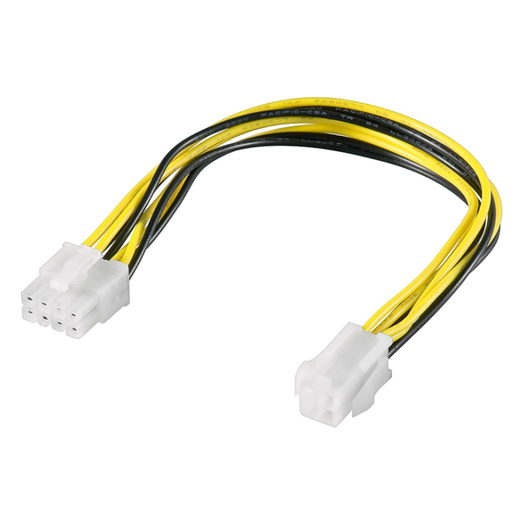 ATX-PWR-4P-8P Voedingsadapter kabel - ATX12V P4 (v) naar EPS12V 8-pins (m) - 20 cm