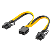 ATX-PWR-8PF-2x6+2PM EPS12V 8-pins (v) naar 2x PCIe 8-pins (6+2) (m) voedingskabel - 20 cm