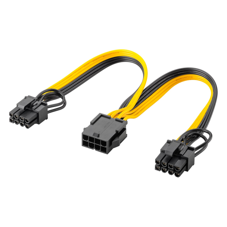 ATX-PWR-8PF-2x6+2PM EPS12V 8-pins (v) naar 2x PCIe 8-pins (6+2) (m) voedingskabel - 20 cm