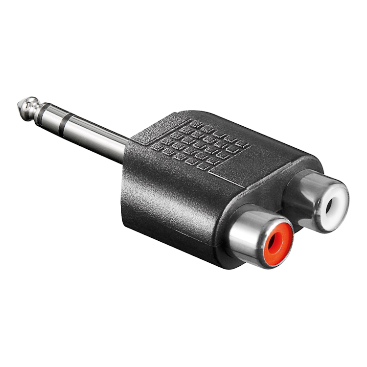AUD-15 6.35mm jack naar 2x RCA female adapter - Stereo
