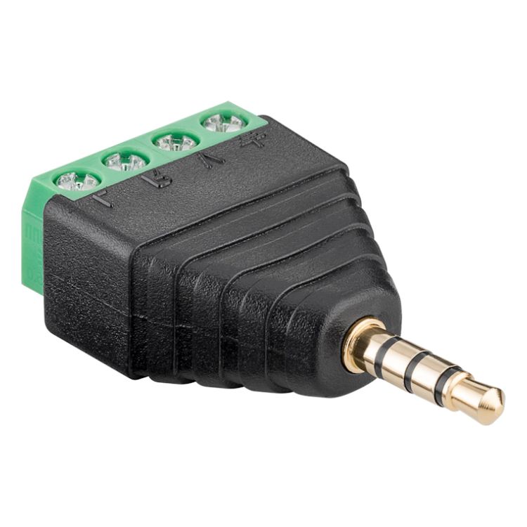 AUD-3 3.5mm male jack naar 4-pins terminal block adapter - Stereo - Verguld