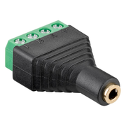 AUD-7 3.5mm female jack naar 4-pins terminal block adapter - Stereo - Verguld