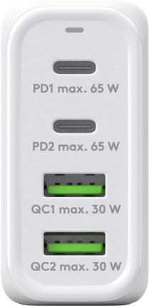 Goobay 68 Watt snellader - 2 x USB C PD + 2 x USB A QC - GaN lader - Met PPS - Wit