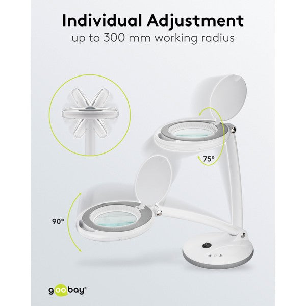 LED-Loeplamp met Tafelvoet – Dimbaar – 6 W – 1,75x Vergroting – Wit