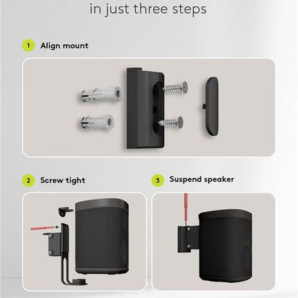 Set van 2 stuks - Muurbeugel voor Sonos One / One SL - Zwart - Kantelbaar & draaibaar