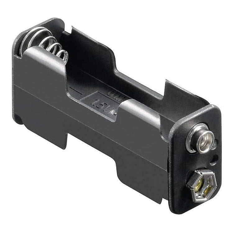 BAT-HDR-2AA-9V2 Batterijhouder 2x AA batterijen - Met push-on bevestiging - versie 2