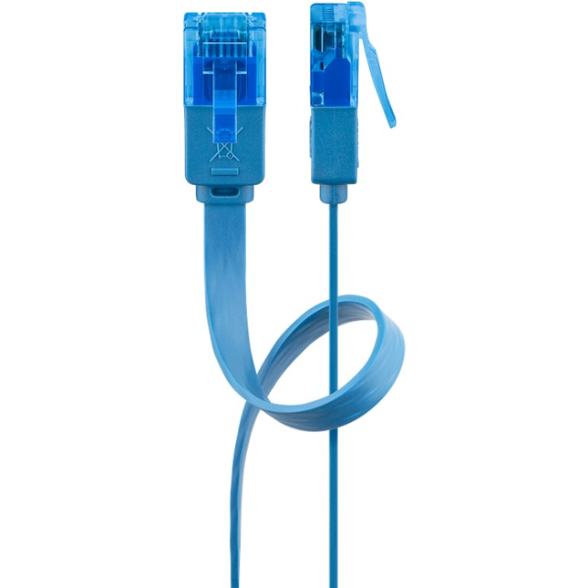 5 meter Cat 6a U/UTP platte netwerkkabel - 100% koper - Blauw