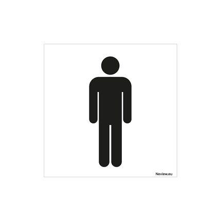 BRD1010WCM Bord heren toilet - zwart - wit - 10x10 cm