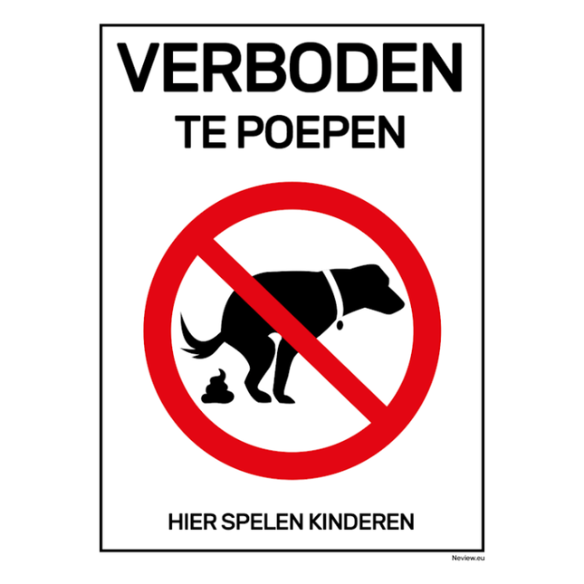 BRD1520VTP Bord verboden hier te poepen, hier spelen kinderen - 15x20 cm