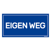 BRD2010EW Bord eigen weg -  blauw- wit - 20x10 cm
